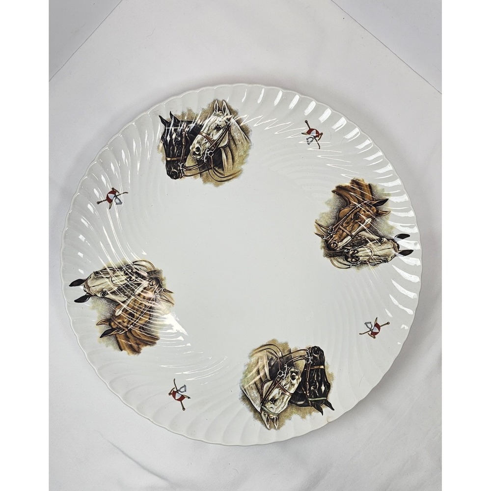 Vintage Burleigh Ware Ironstone Serving Platter Horse Equestrian England 13"